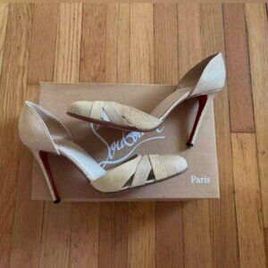 90s Vintage Christian Louboutin Round Toe Lizard Skin Pumps